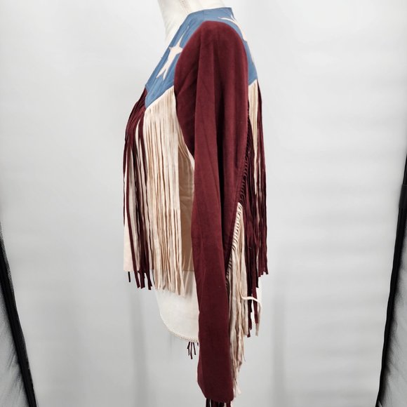 VOCAL APPAREL Fringe Ultrasuede Cropped American Flag Western Jacket S-XL NWT - Picture 8 of 12